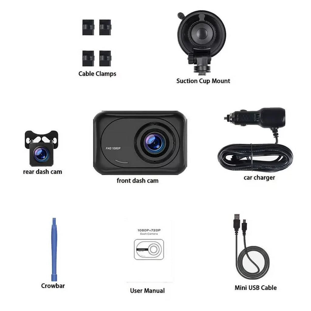 TOGUARD Dash Cam Front and Rear, 1080P Dash Camera, Dashcam with Night Vision, Car Camera with Inch LCD Display, Parking Mode, G-Sensor, Loop Recording, WDR