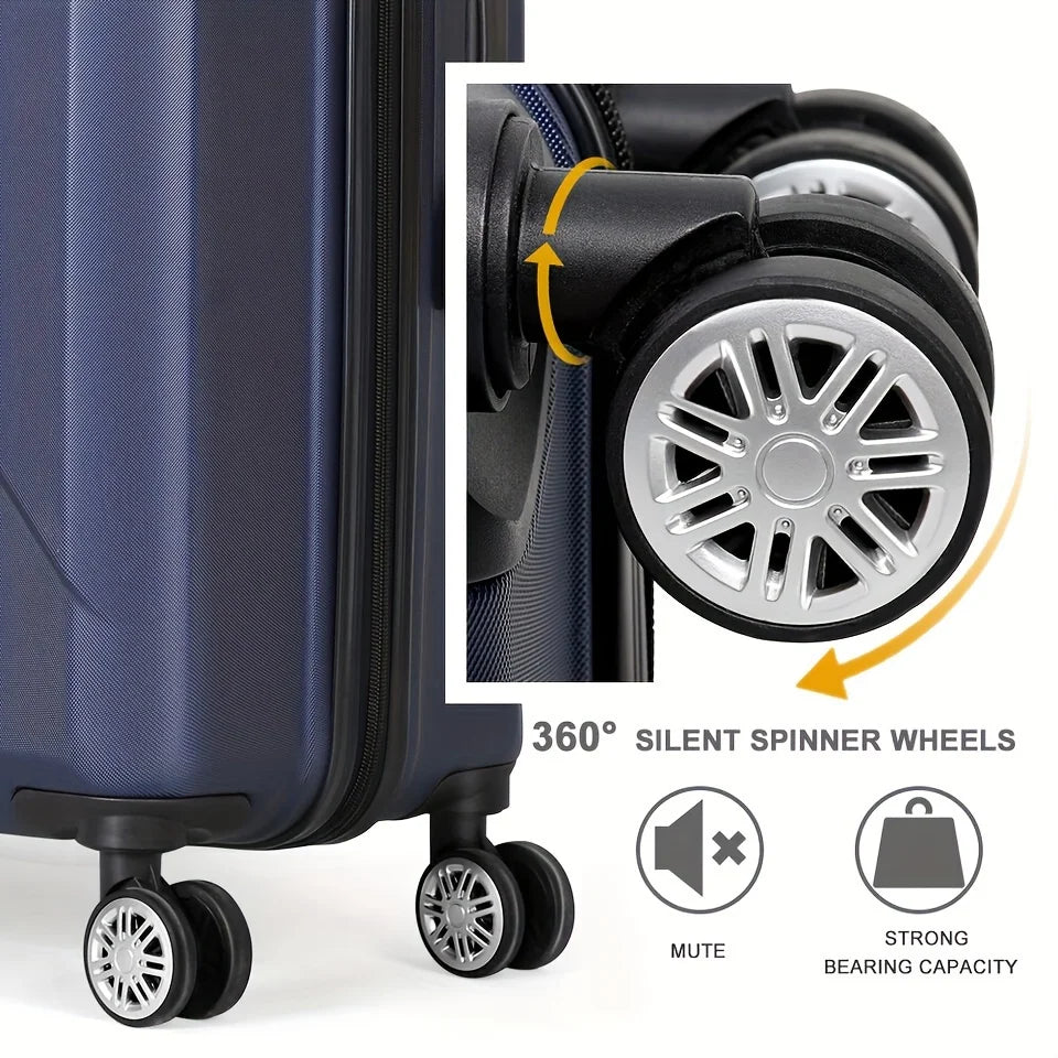 20 Inch Hardside Carry-On Luggage For Travel Business, Inch Suitcase With Four Spinner Wheels And Scratch-Resistant Surface, Lock - Blue