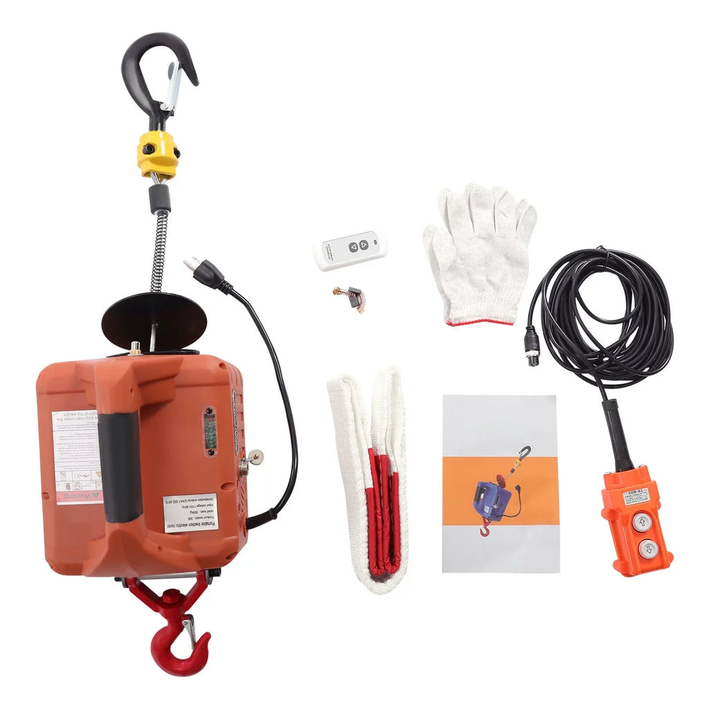 Miumaeov Electric Hoist Unit w/ Remote Control 200kg/440lb 62ft Lift Crane Heavy Duty