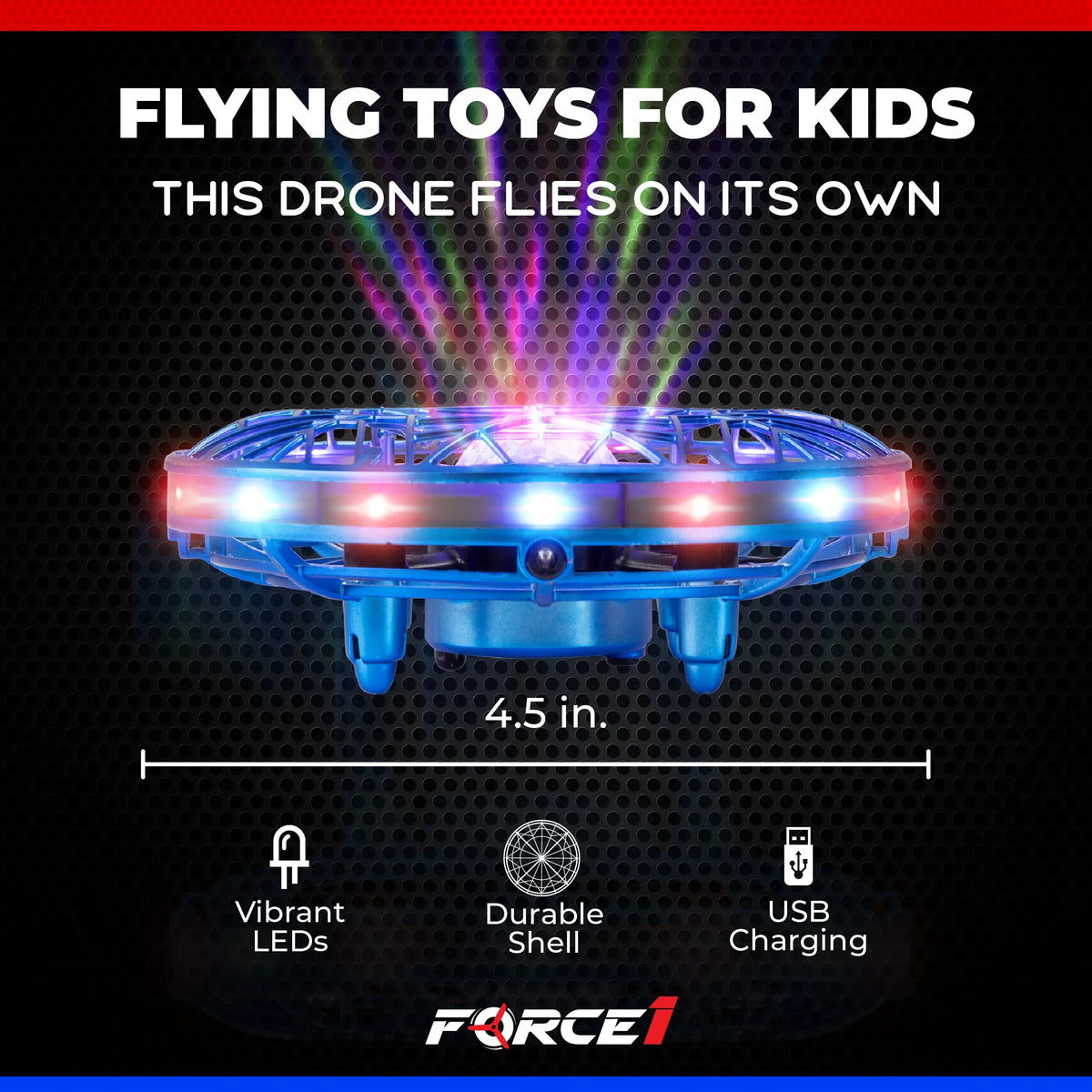Force1 Scoot Pro Aerial Drone Hand Controlled Mini Drone with Projector LED Light (Blue)