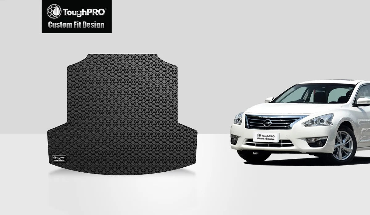 ToughPRO - Trunk Mat Compatible with NISSAN Altima - All Weather Heavy Duty (Made in USA) - Midnight Rubber - 2013