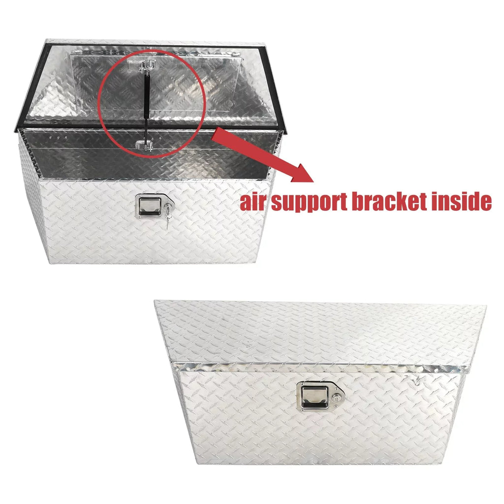 Confote Heavy Duty Aluminum Diamond Plate Trailer Tongue Box with Lock and Keys for Secure Tool Storage on Your Trailer, Silver,39 x 16.5 x 12 Centimeter