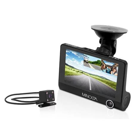 MNCD410T Full HD Front and Rear View 4" LCD Screen Dash Camera with 3-Channel Recording, Onyx