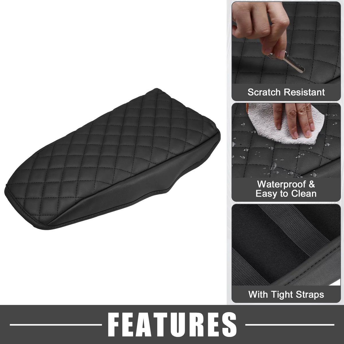 Unique Bargains Car Center Console Pad Waterproof Armrest Seat Box Cover Protector for Ford Bronco Sport 2020-2023 Onyx