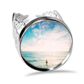 Ocean Sand Beach Sea Picture Ring Adjustable Love Wedding Engagement