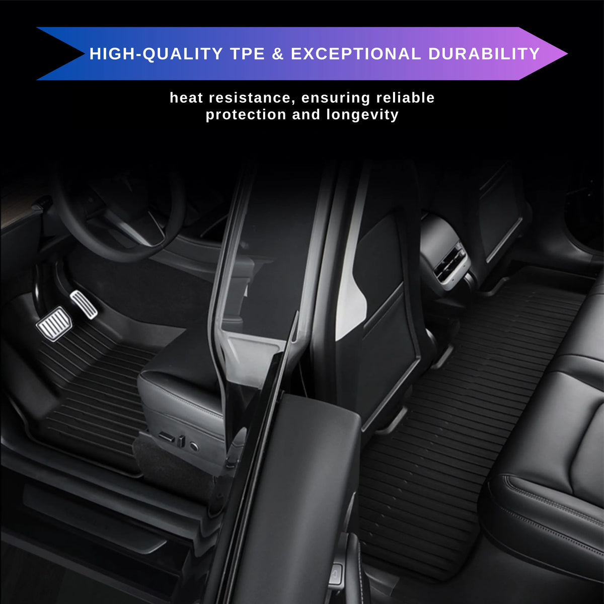 BunnyBird 6-Piece All Weather TPE Floor Mat Cargo Liner Trunk Mat for Tesla Model 3-5-Seater 2020-2023 Car Accessories