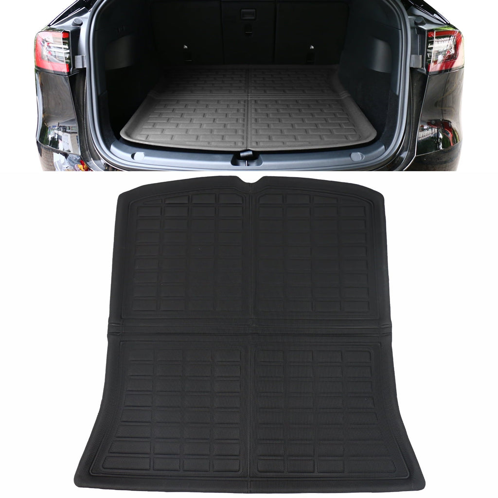 Ikon Motorsports Trunk Mats Cargo Liner Compatible with 2020-2023 Tesla Model Y, Onyx TPE 3D Molded Waterproof Anti-Slip Frunk Trunk Under Cargo Storage Liner Mat Interior Accessories 3PCS