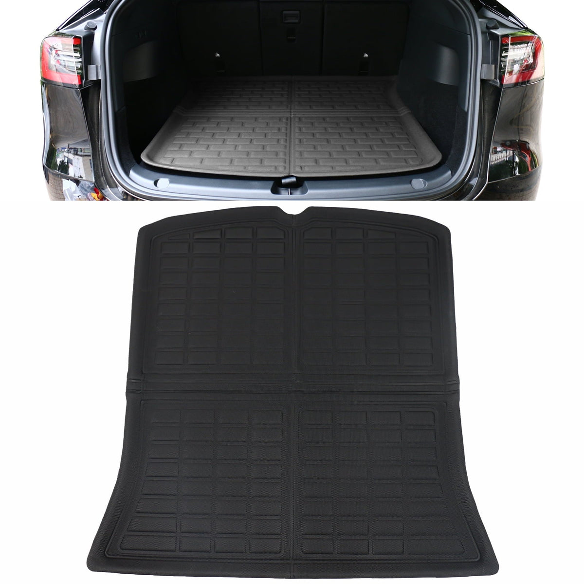 Ikon Motorsports Trunk Mats Cargo Liner Compatible with 2020-2023 Tesla Model Y, Onyx TPE 3D Molded Waterproof Anti-Slip Frunk Trunk Under Cargo Storage Liner Mat Interior Accessories 3PCS