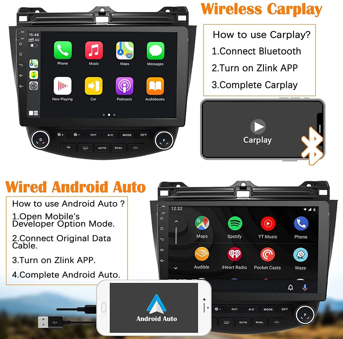 Binize Car Stereo Featuring CarPlay&Android Auto 10 Centimeter Android10 for Honda Accord 7th 2003 2004 2005 2006 2007