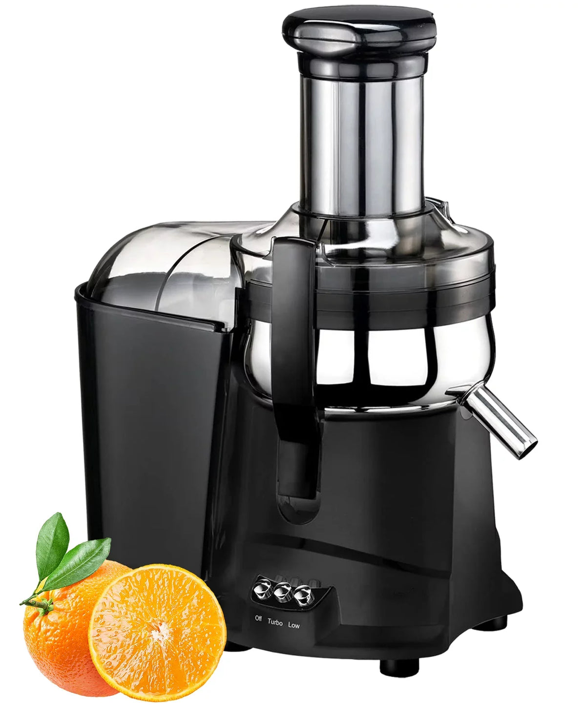 Centrifugal Juicer for Fruits & Vegetables - Hand Press Juicer with Safety Latch Onyx