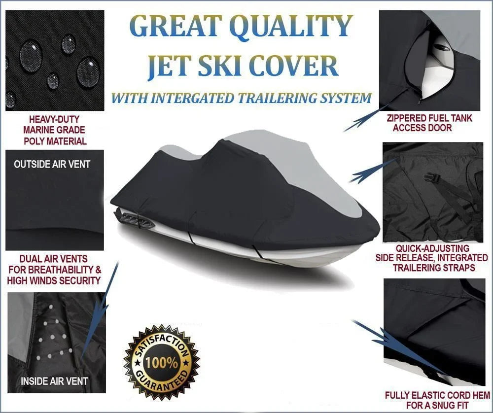 SUPER HEAVY-DUTY PWC JetSki Cover Compatible for Kawasaki Jet Ski 1100 STX 900 STS 1997-2002 PWC Trailerable Jet Ski Cover