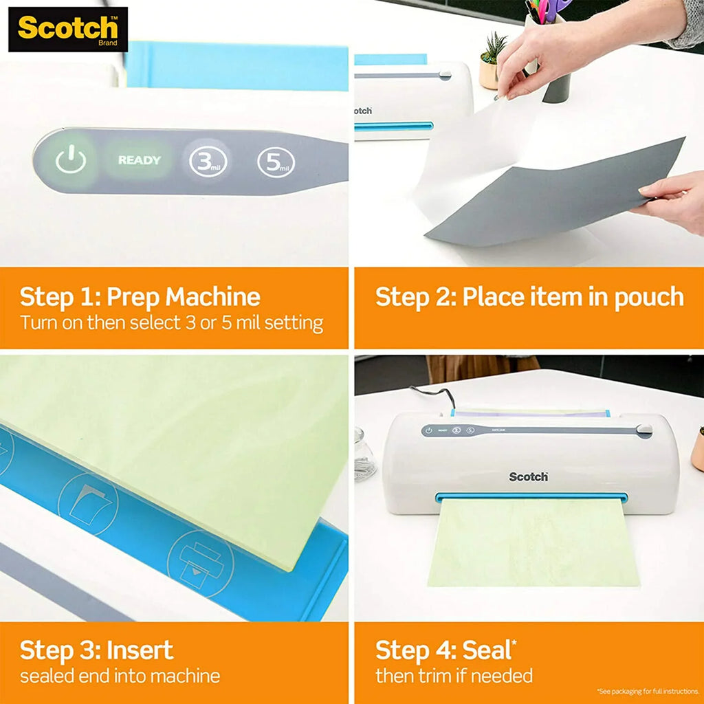 Scotch Thermal Laminating Pouches, 100-Pack, 8.9 x 11.4 Inch Letter Size Sheets (TP3854-100)