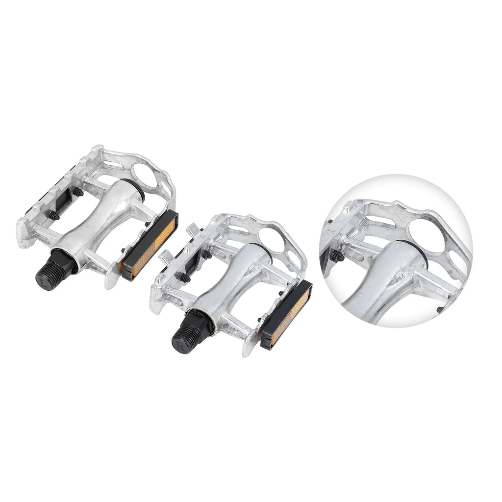 Unique Bargains Charcoal Bicycle Pedals Appropriate for Off-Road Mountains bike Cycling Alumnium Alloy Silver Tone 2Pcs