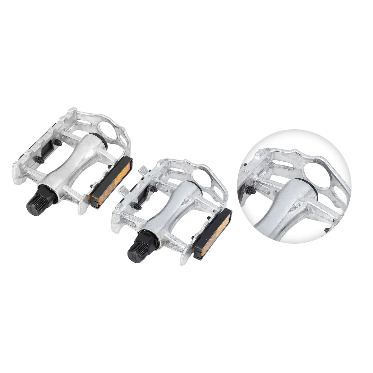 Unique Bargains Charcoal Bicycle Pedals Appropriate for Off-Road Mountains bike Cycling Alumnium Alloy Silver Tone 2Pcs