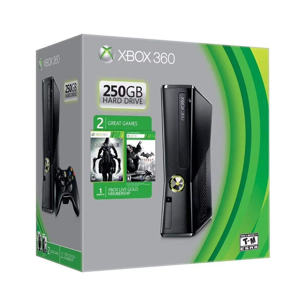 Open Box MICROSOFT XBOX 360 SLIM 250GB WIFI GAME CONSOLE BUNDLE Dark R9G-00198