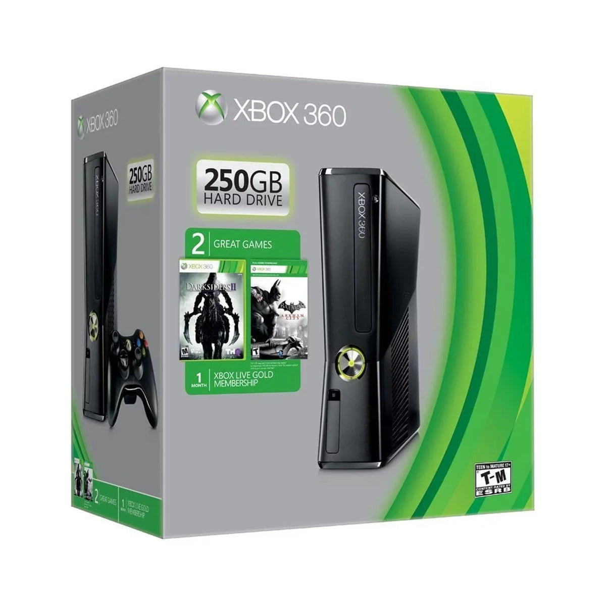Open Box MICROSOFT XBOX 360 SLIM 250GB WIFI GAME CONSOLE BUNDLE Dark R9G-00198