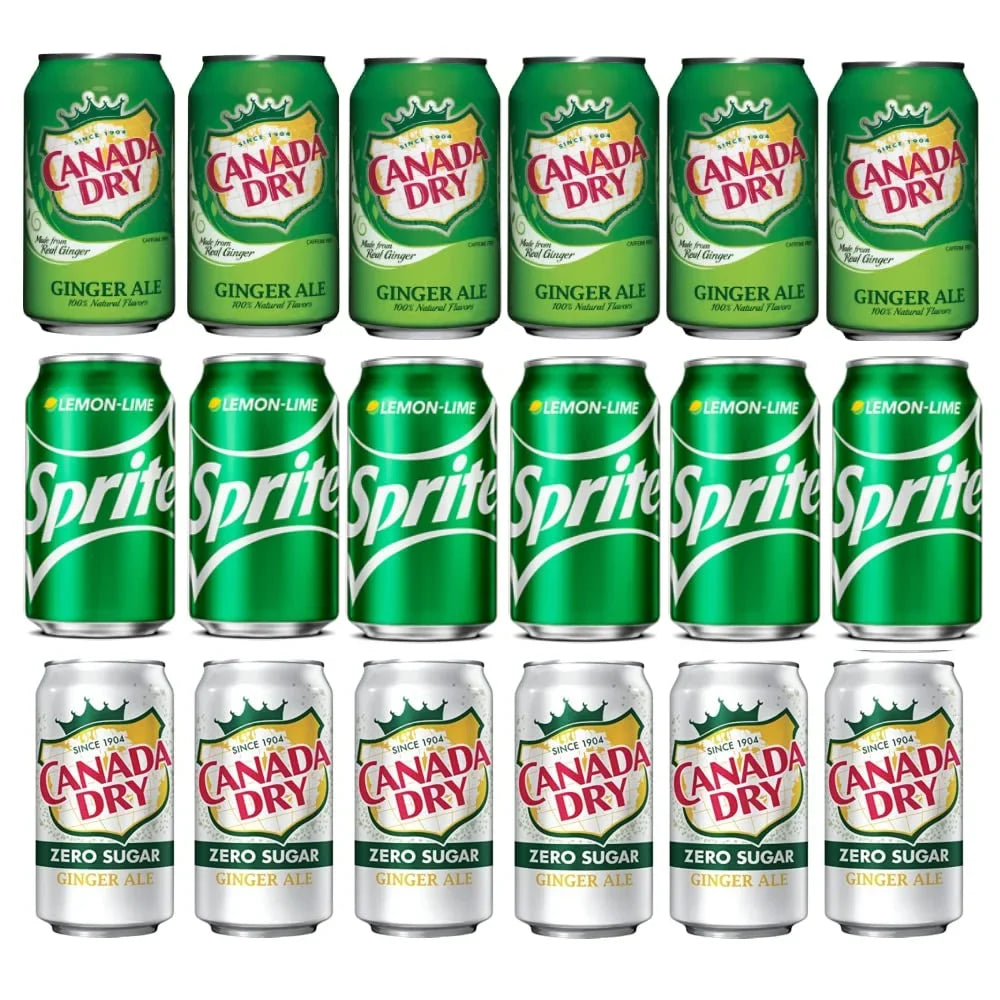 Canada Dry Soft Drink 3 Flavor Variety Pack, Canada Dry Ale, Sprite And Canada Dry Diet 7.5 Fl Oz Mini Cans (Pack Of 18)