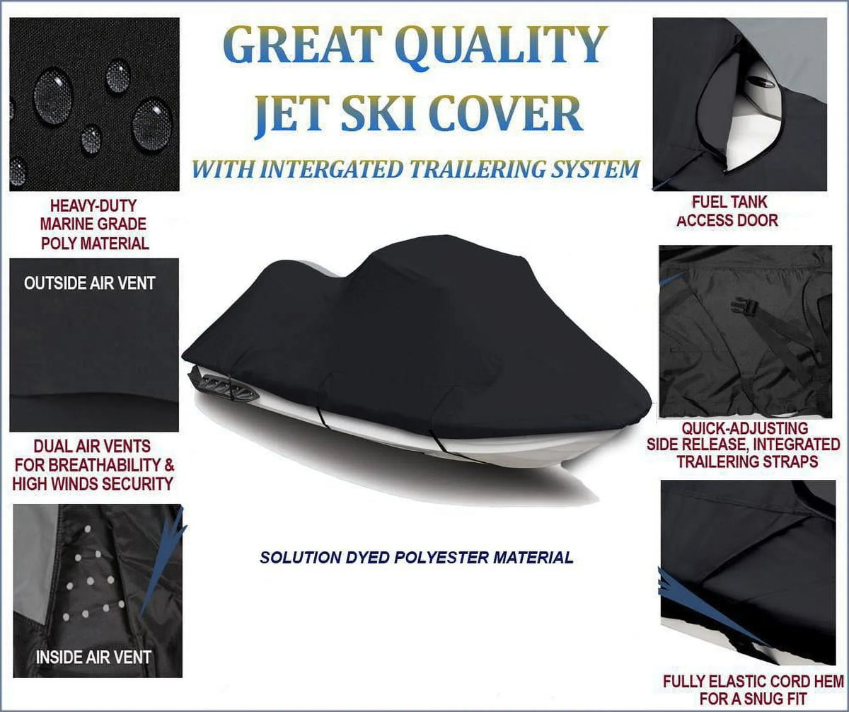 Dark PWC 600D JET SKI Cover Compatible for Sea Doo Sea-Doo Spark 2up 900 ACE 2014 2015 2016 2017 2018 2019 2020 2021 2022 Jet Ski PWC Watercraft Cover 2 Seater