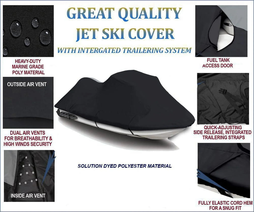 Charcoal 600 DENIER JetSki Cover Compatible for JET SKI COVER Sea Doo Spark 2up 900 HO ACE 2014 2015 2016 2017 2018 2019 2020 2021 2022