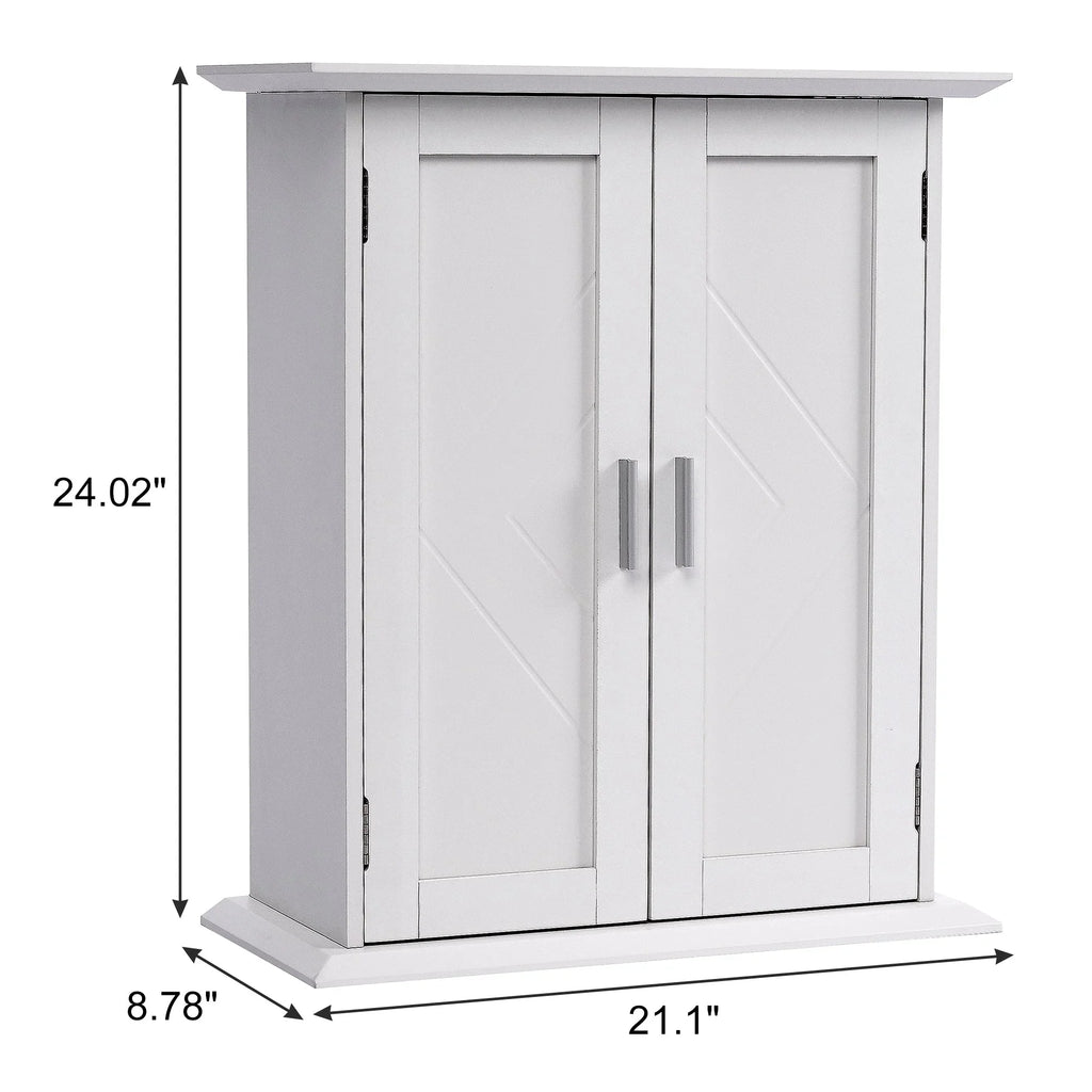 VECELO Bathroom Wall Cabinet, Wooden Hanging Storage Cabinet with 2 Door and Adjustable Shelves, Multipurpose Storage Cabinet for Bathroom Kitchen Living Room, White