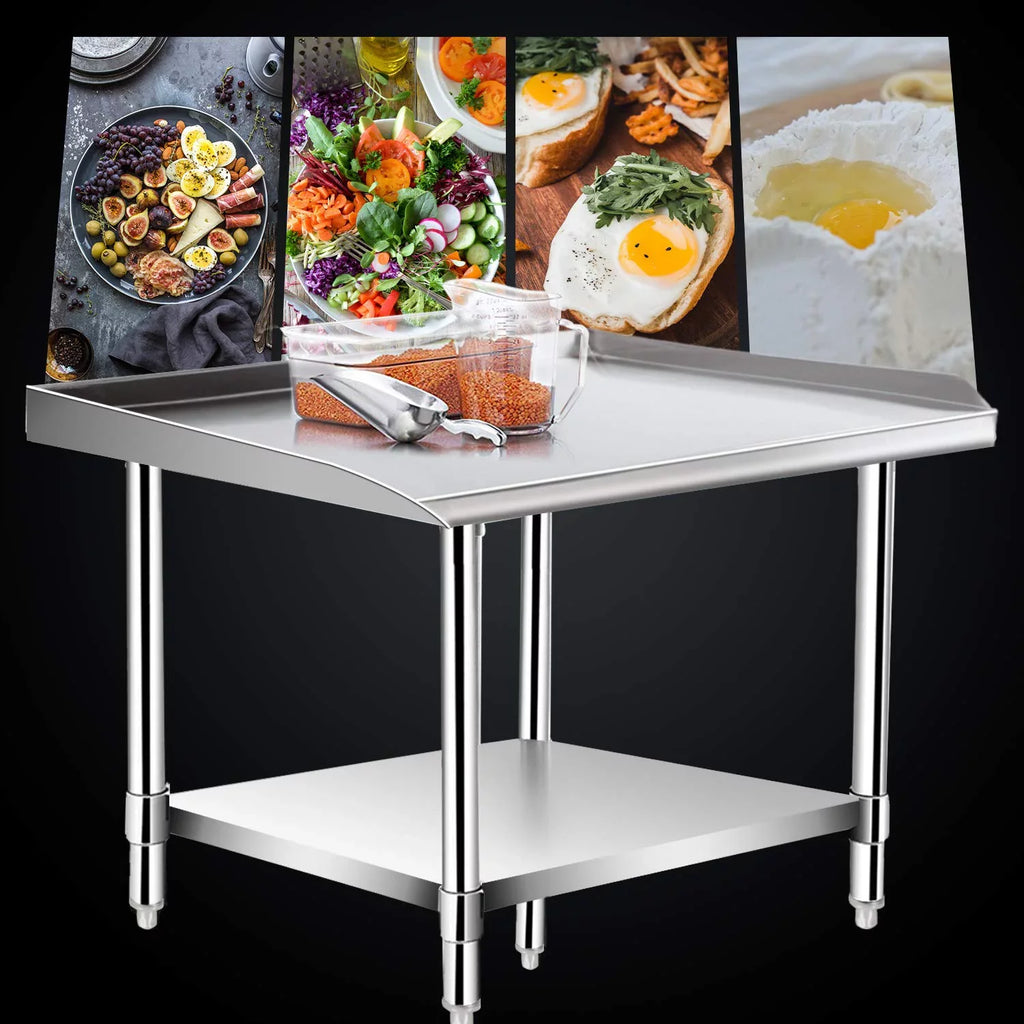 Stainless Steel Work Table - Kitchen & BBQ Table with Undershelf Workstation for Kitchen Home Restaurant Hotel-Heavy Duty Equipment Grill Stand - 24x28 Unit