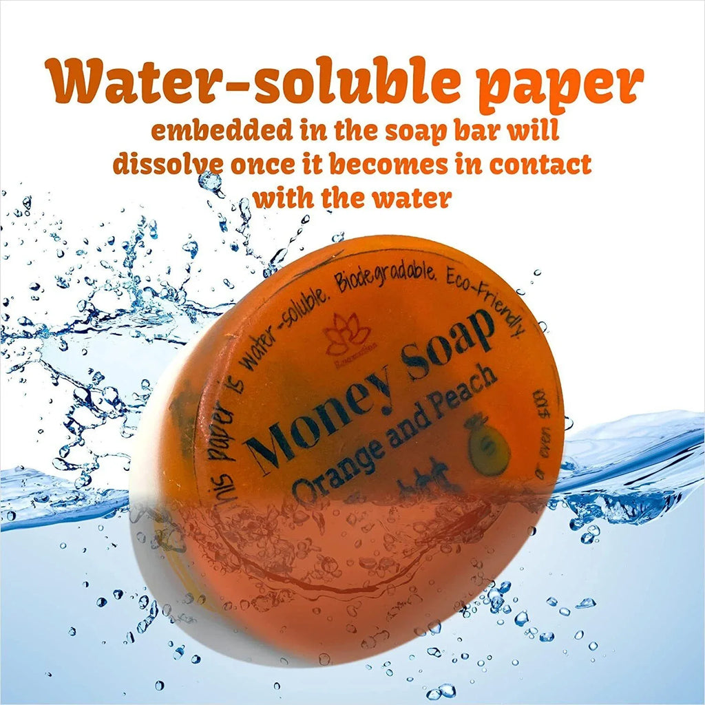 Orange and Peach Glycerin Soap Bar with Real Money Inside