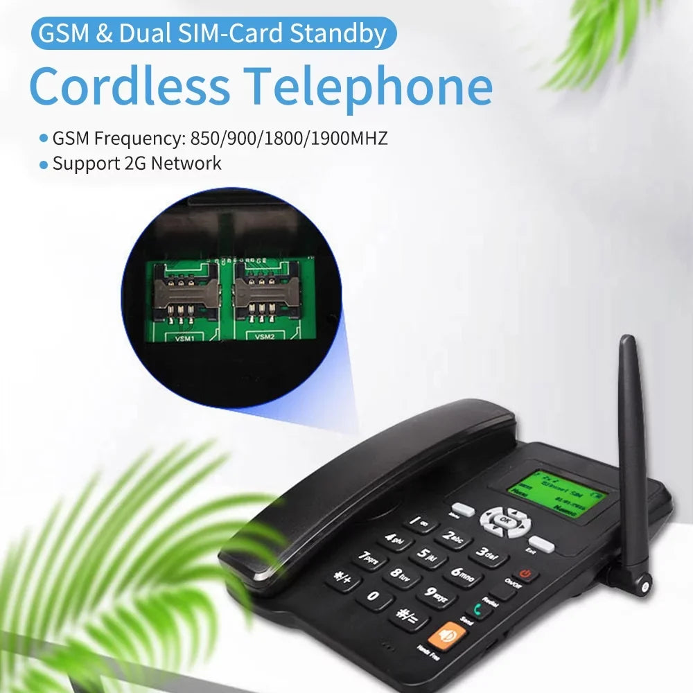 Bisofice Cordless Phone Desktop Telephone Set with GSM Support and Dual SIM Cards for Home and Office Use