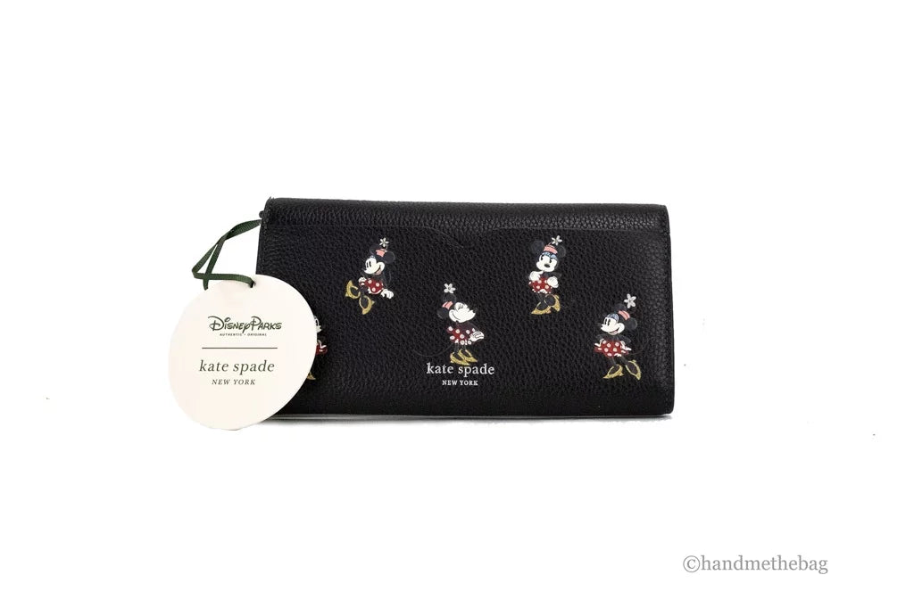 Kate Spade X Disney (K9760) Charcoal Leather Minnie Mouse Wallet Crossbody Handbag