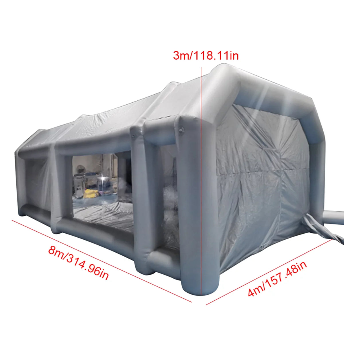 Miumaeov Inflatable Spray Paint Tent Built-in Blower Mobile Portable Giant Paint Spray Booth with Air Filter System and Transparent Polyvinyl Windows Inflatable Spray Paint Booth 26x13x10ft