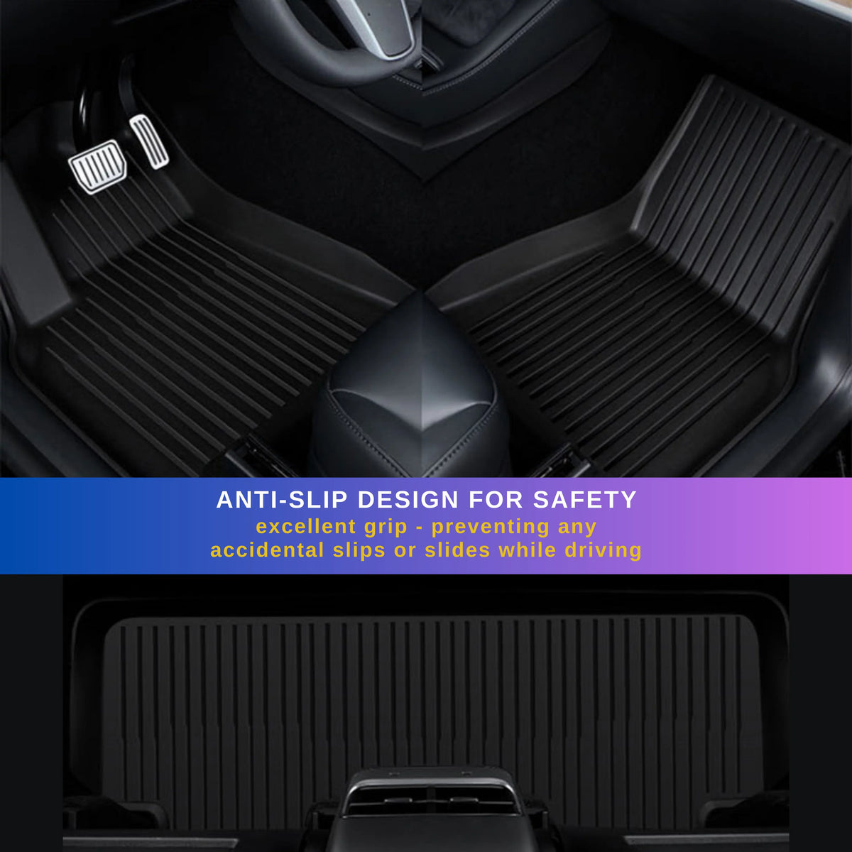 BunnyBird 6-Piece All Weather TPE Floor Mat Cargo Liner Trunk Mat for Tesla Model 3-5-Seater 2020-2023 Car Accessories