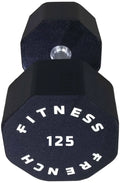 French Fitness Urethane 8 Sided Hex Dumbbell 125 lbs - Single (New)