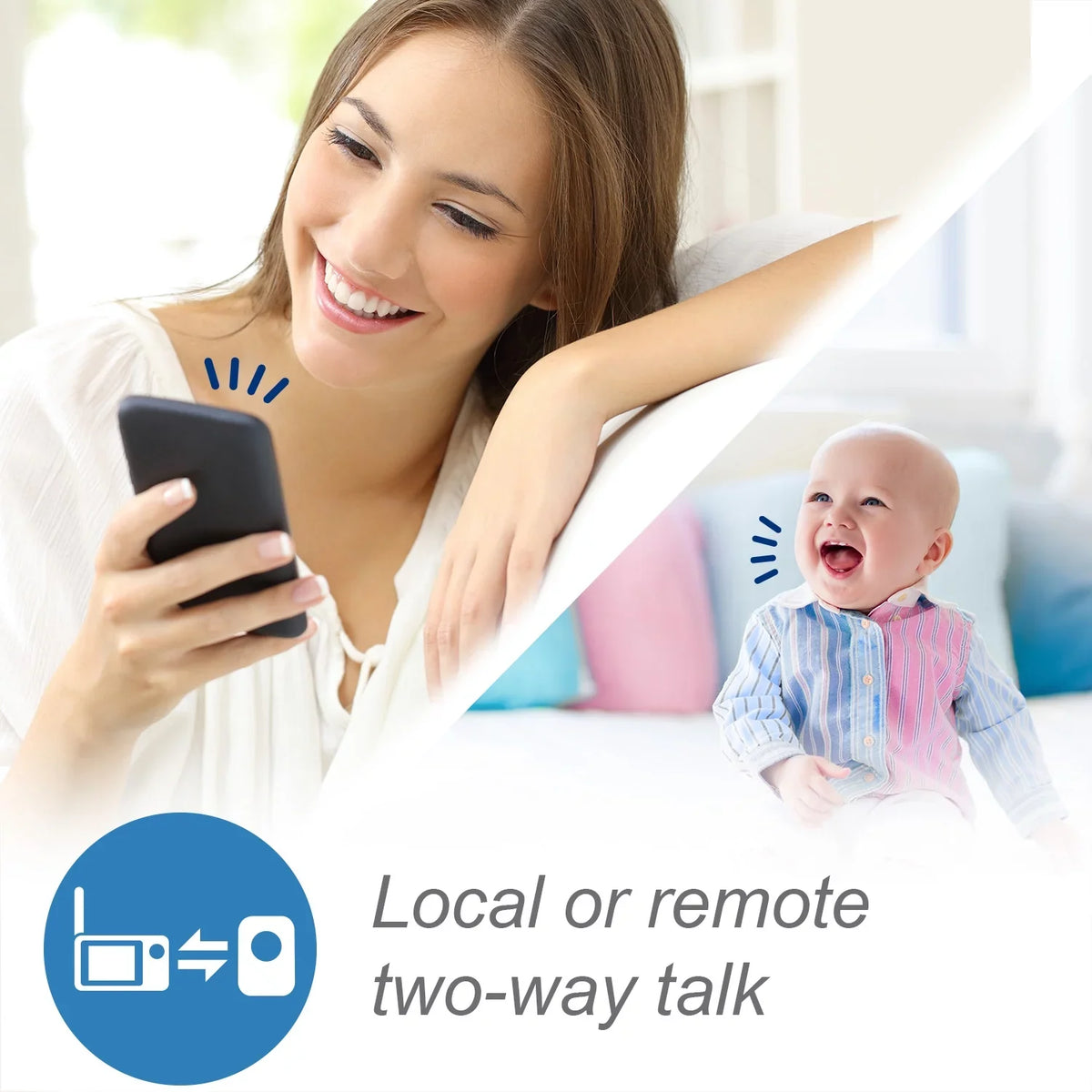 VTech Smart WiFi Video Baby Monitor with Unit High Definition Display and 1080p 360-Degree Panoramic Viewing Pan and Tilt HD Camera, RM5864HD, White