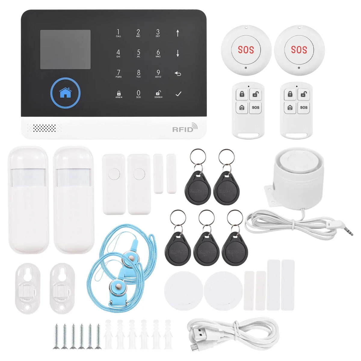 433MHz Wireless WIFI + GSM Auto-dial Alarm System LCD Display Door Sensor PIR Motion Sensor Phone APP Remote Control Compatible with Home Voice Control Smart Home Burglar Alarm System