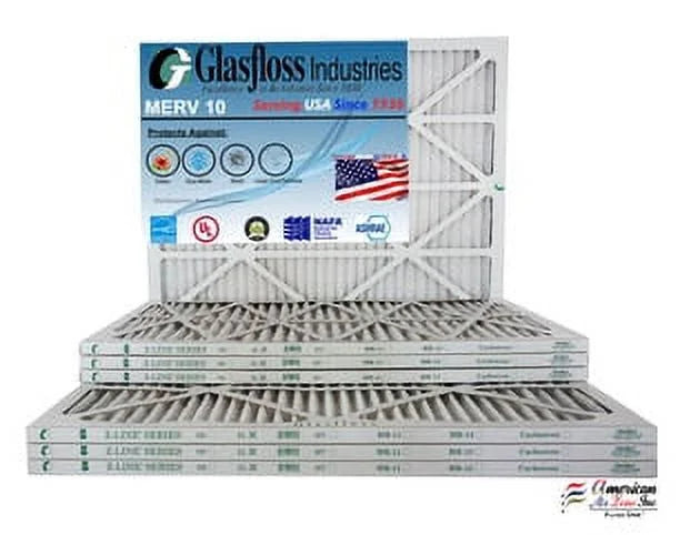 Glasfloss 12x36x1 - MERV 10 -Qty:6 - Furnace Air Filter - Made in USA (Actual Size: 11.5 x 35.5x7/8 Centimeter