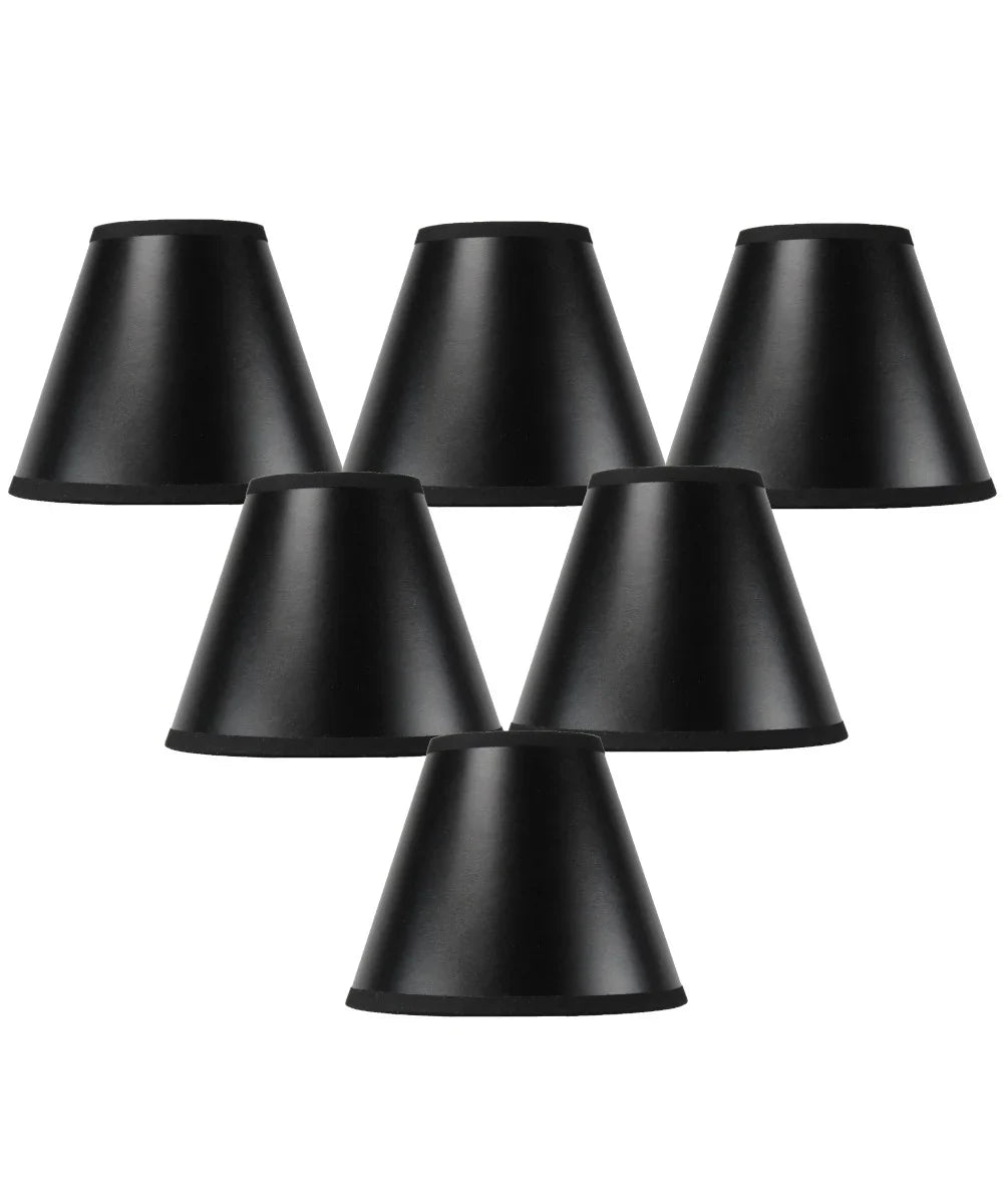 Set of 6 Charcoal Parchment Gold-Lined Chandelier Candle Clip Lamp Shade 3x6x5