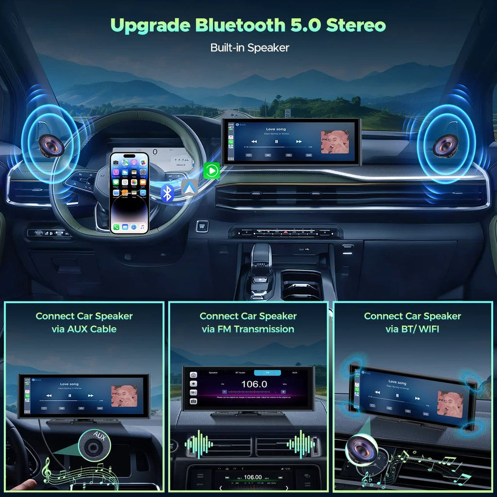 TOGUARD Apple Car Play Wireless Car Stereo with 4K Front and Rear Dash Cam, 9.26" Touch Screen, Carplay Car Radio, Android Auto, 1080P Rear View Camera/Loop Recording/GPS Navigation/Mirror Link