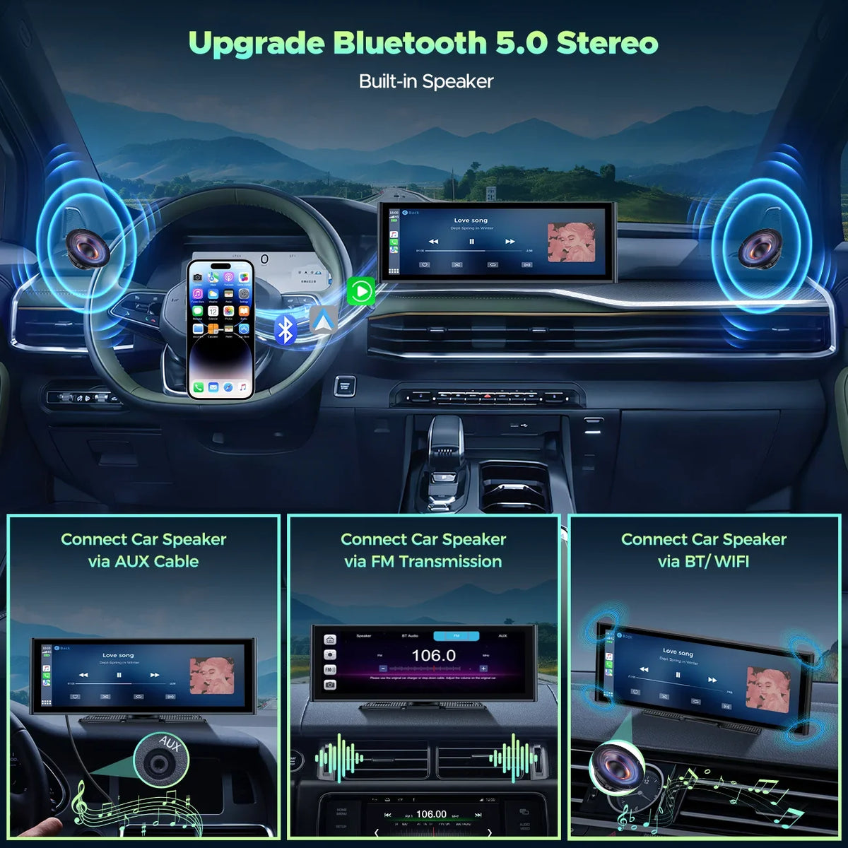 TOGUARD Apple Car Play Wireless Car Stereo with 4K Front and Rear Dash Cam, 9.26" Touch Screen, Carplay Car Radio, Android Auto, 1080P Rear View Camera/Loop Recording/GPS Navigation/Mirror Link