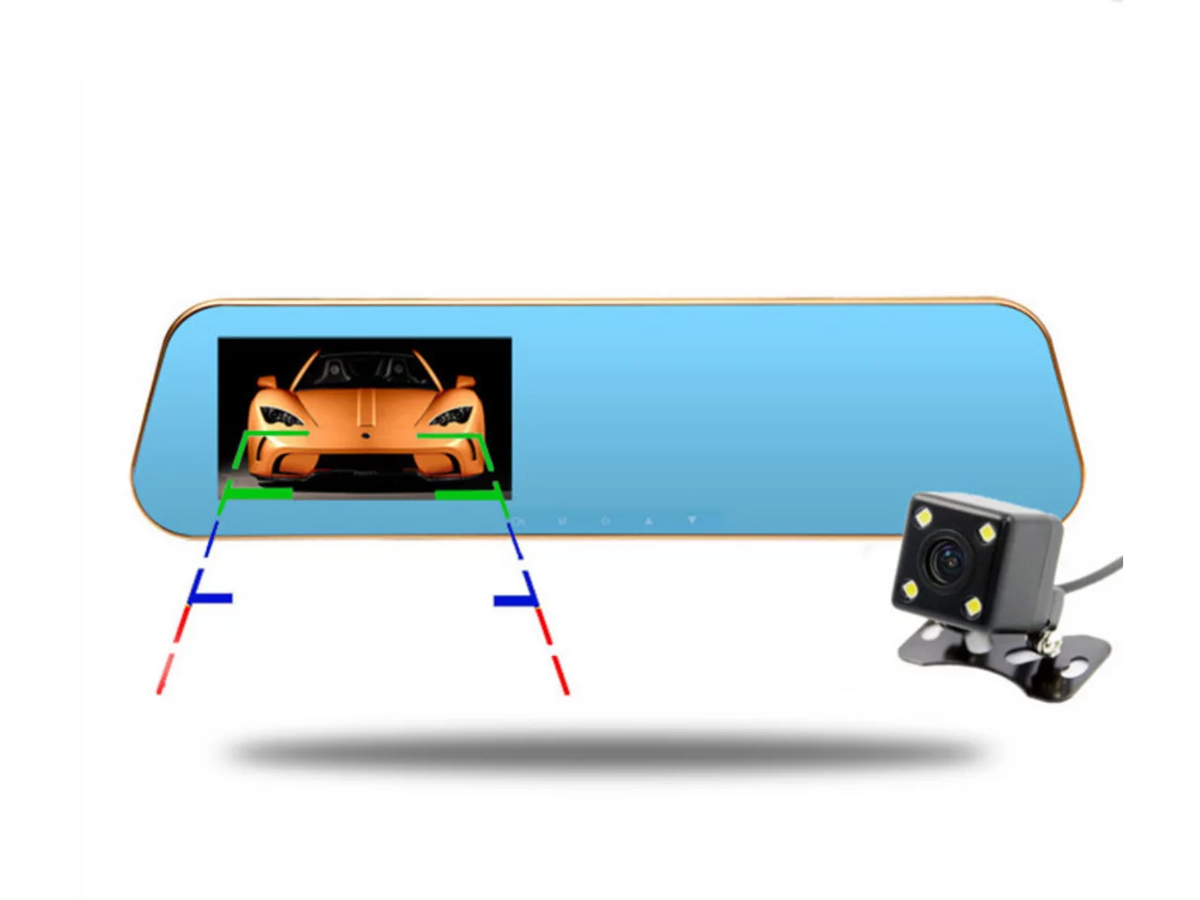 X10 Car DVR, Car Camera Car Video Recorder Full HD 1080P Car Video Camera 4.3 Unit LCD with Dual Lens for Vehicles Front Rearview Mirror DVR Dash Cam with Reverse Parking System