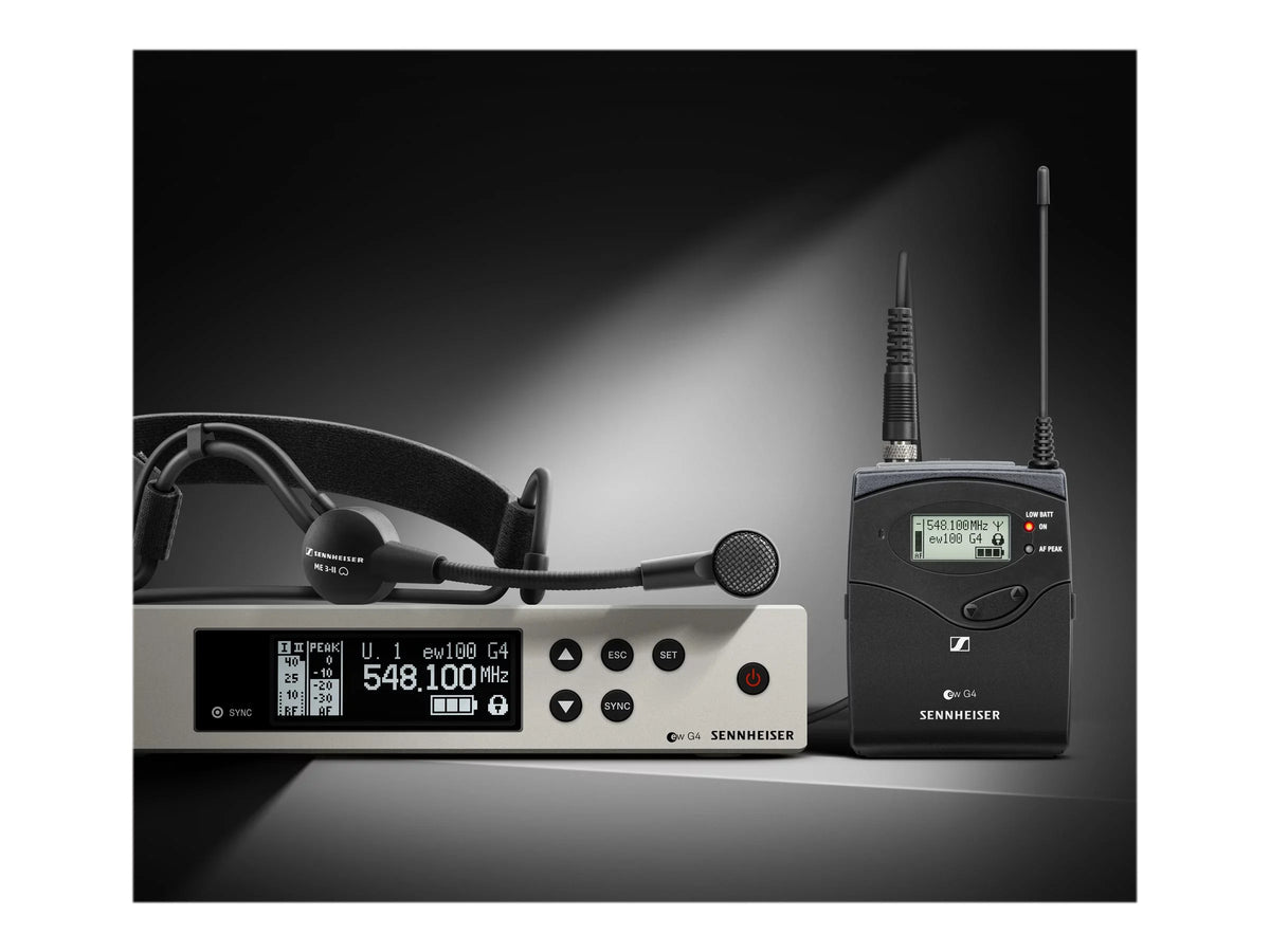 Sennheiser Pro Audio Sennheiser EW 100-ME3 Wireless Cardioid Headset Microphone System - A1 Band (470-516Mhz), 100 G4-ME3-A1
