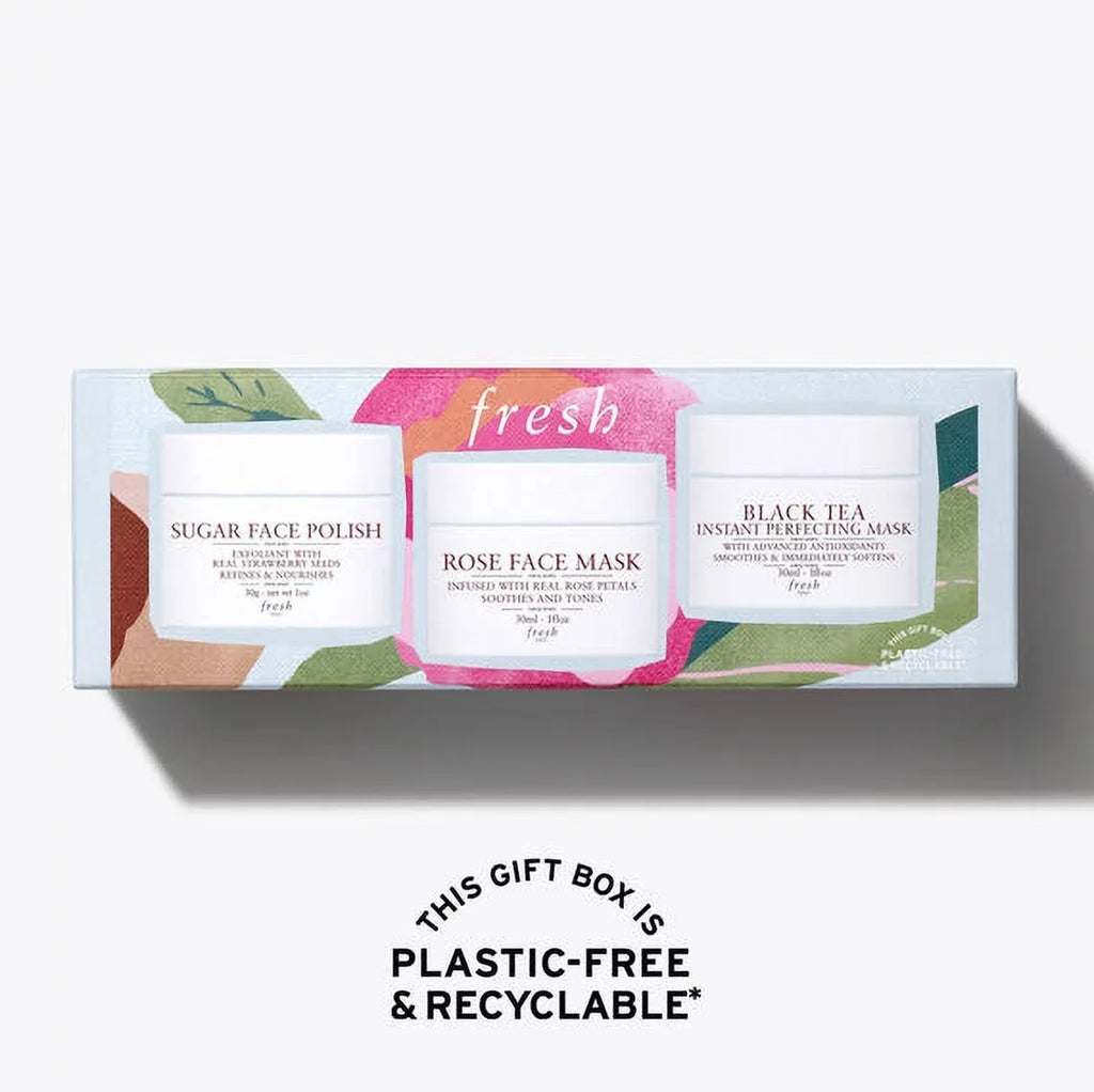 Fresh Face Mask Essentials Gift Set, Facial Masks: Sugar Face Polish, Rose Face Mask, Midnight Tea, Advanced Antioxidants (Gift Set, 3 Pack) *EN