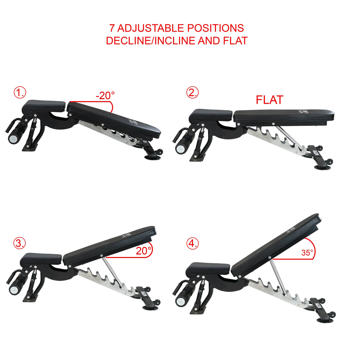 Valor Fitness Heavy Duty Adjustable Weight Bench with Nylon Wheels – 7 Positions Including Flat, Incline, and Decline Bench Press, Midnight -DD-40