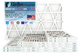 Glasfloss 20x36x1 - MERV 10 -Qty:12 - Furnace Air Filter - Made in USA (Actual Size: 19.5 x 36.5x7/8 Unit