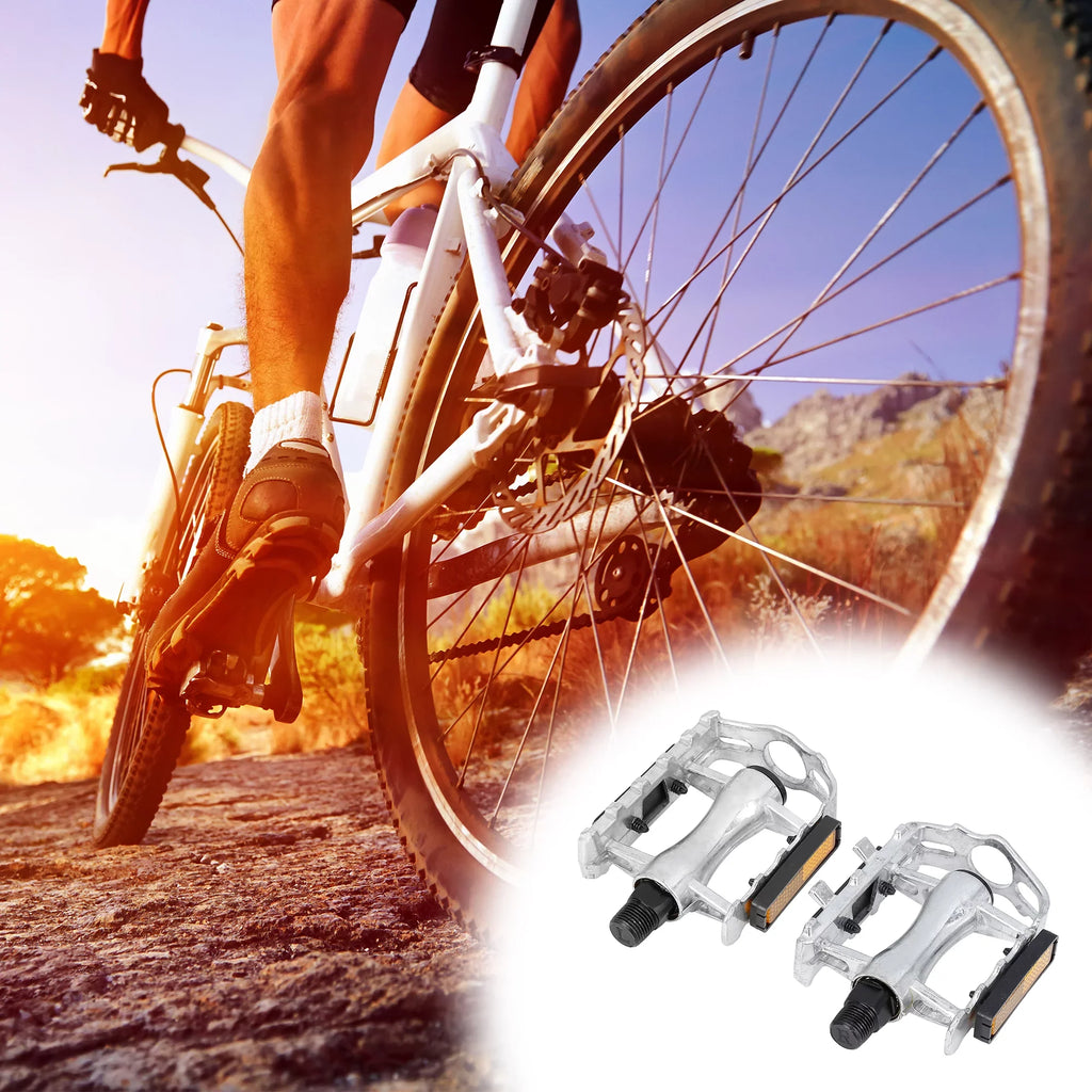 Unique Bargains Charcoal Bicycle Pedals Appropriate for Off-Road Mountains bike Cycling Alumnium Alloy Silver Tone 2Pcs