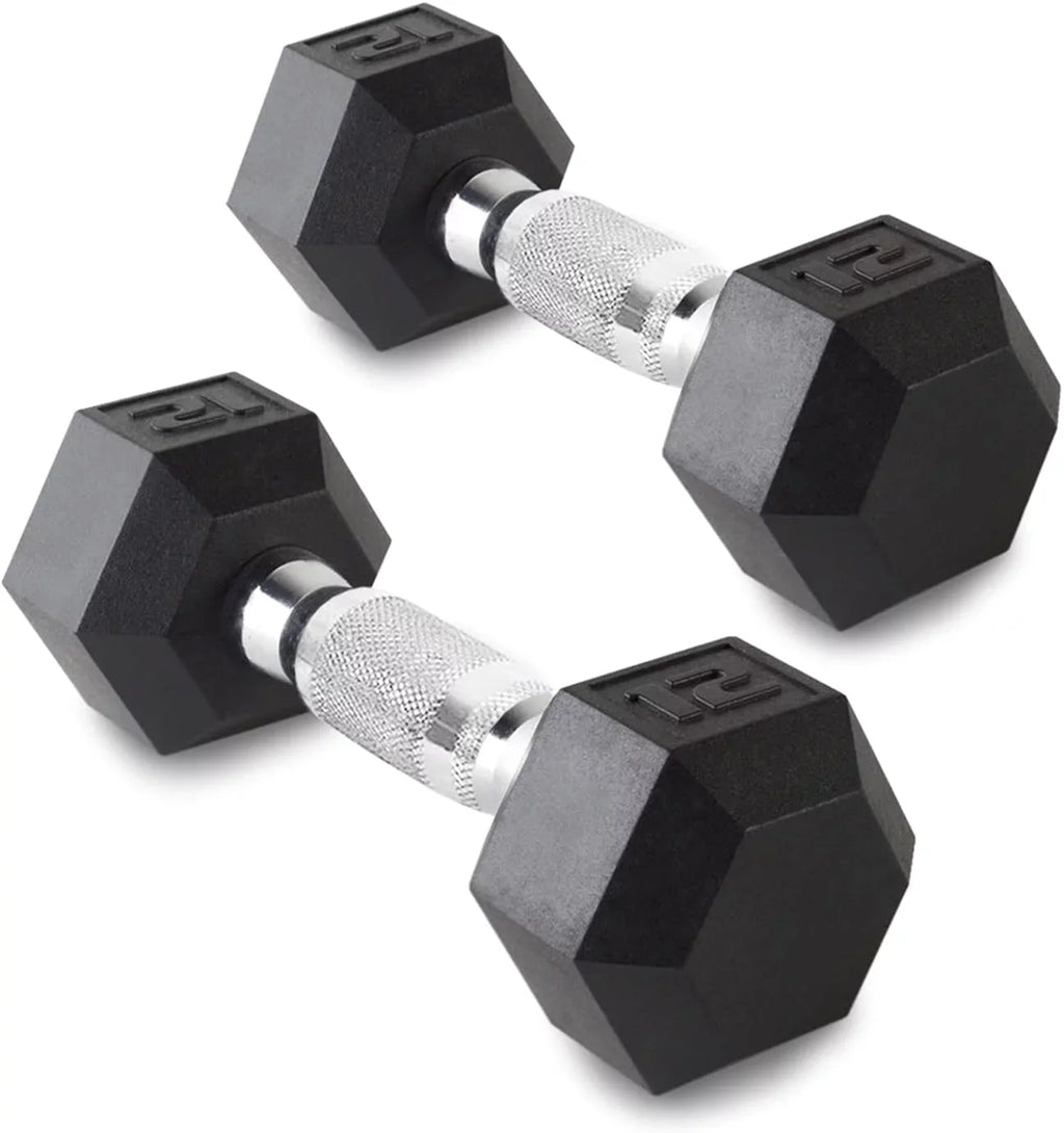12LB Set Of 2 Hex Dumbbells Rubber Coated Cast Iron Hex Onyx Dumbbell Weights For Exercises Neoprene Dumbbell Hand Weights Anti-Slip Anti-Roll Hex Shape Colorful 12Lbs Pair