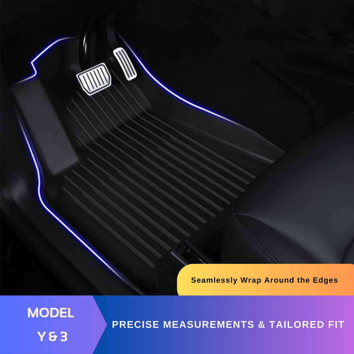 BunnyBird 6-Piece All Weather TPE Floor Mat Cargo Liner Trunk Mat for Tesla Model 3-5-Seater 2020-2023 Car Accessories