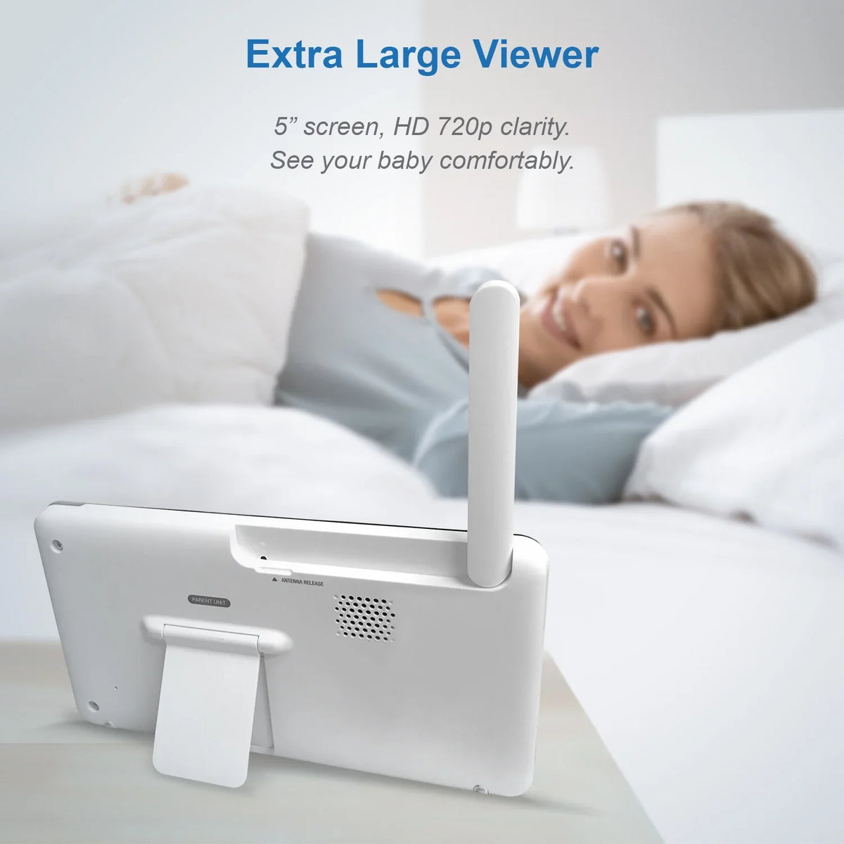 VTech Smart WiFi Video Baby Monitor with Unit High Definition Display and 1080p 360-Degree Panoramic Viewing Pan and Tilt HD Camera, RM5864HD, White