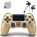 PlayStation 4 DualShock Wireless Controller Bundle - Gold Blue - With Earbuds Like New with BOLT AXTION