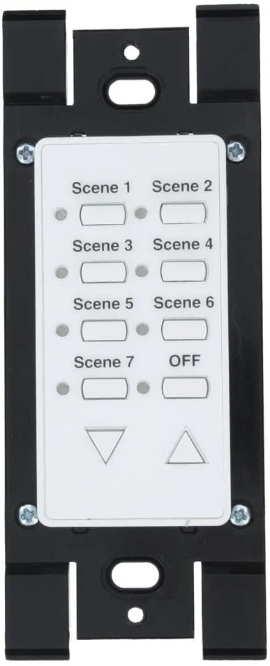 Leviton HXC7S-1TW DHC Seven-Scene 12 Address, Scene Dim/Bright, Off Wall Mounted Dimming Switch Controller, Green Line, 2-Way Communication, White