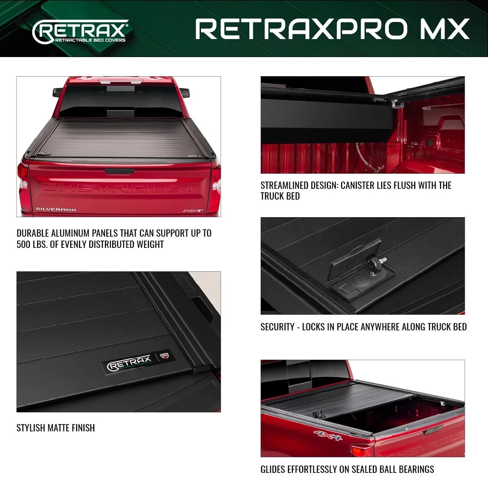 Retrax By Realtruck MX Retractable Truck Bed Tonneau Cover | 80842 | Compatible With Select 2007-2021 Toyota Tundra Regular & Double Cab with Deck Rail System 6' 7" Bed (78.7")