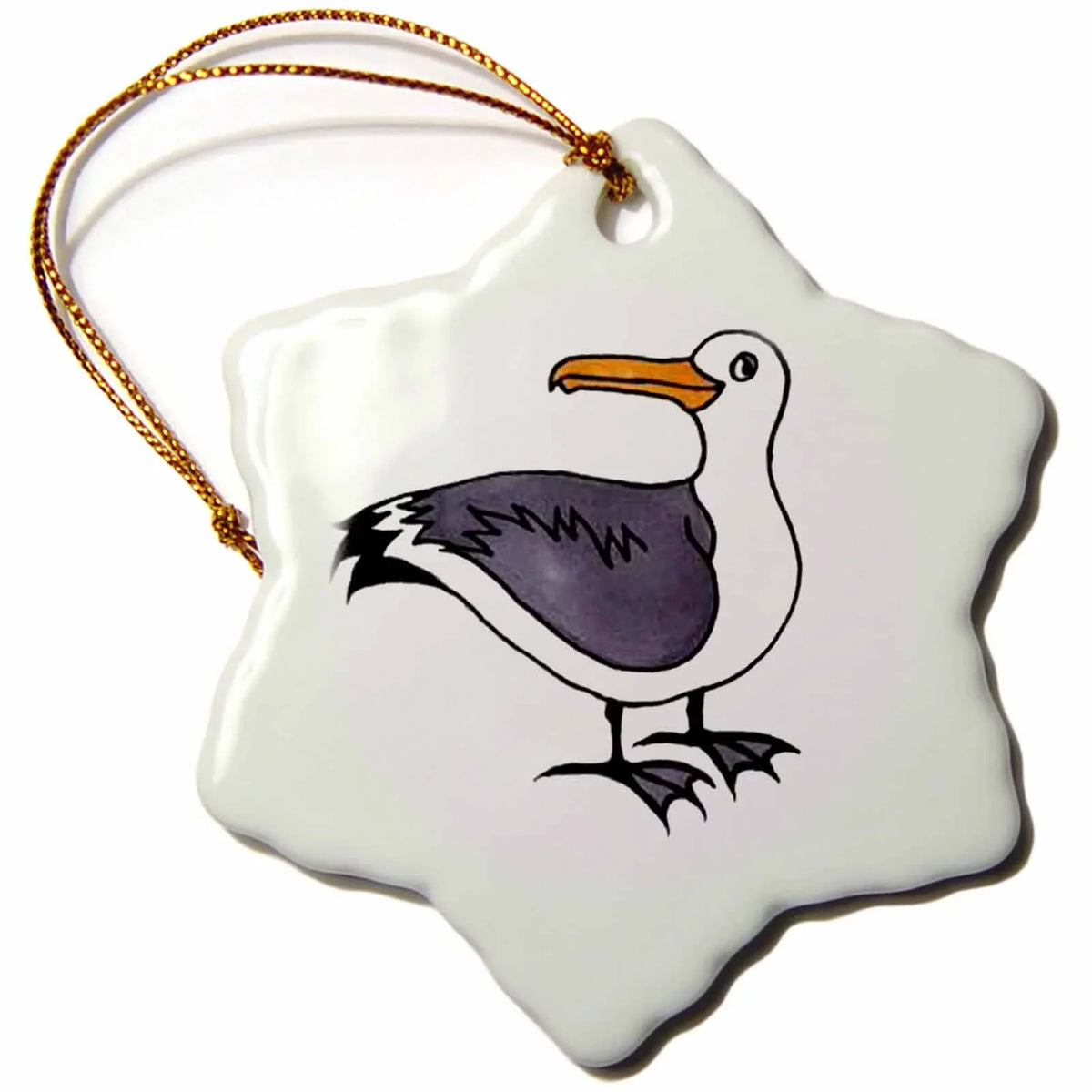 3dRose Sammy Seagull - Snowflake Ornament, Centimeter